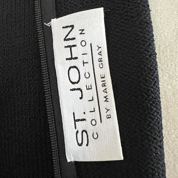 Vintage St. John Collection by Marie Gray Black Knit Mid-length dress leather SM - Picture 5 of 5